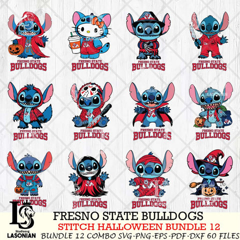 Fresno State Bulldogs Stitch Horror Bundle 12 SVG Svg Eps Dxf Png File, NCAA svg, Digital Download, Instant Download