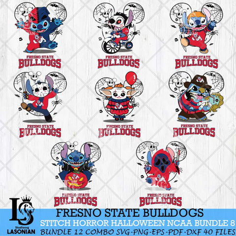 Fresno State Bulldogs Stitch Horror Halloween Bundle NCAA Svg Eps Dxf Png File, Digital Download, Instant Download
