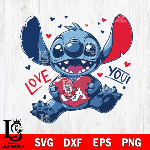 Fresno State Bulldogs Stitch Love Svg Eps Dxf Png File, NCAA svg, Digital Download, Instant Download
