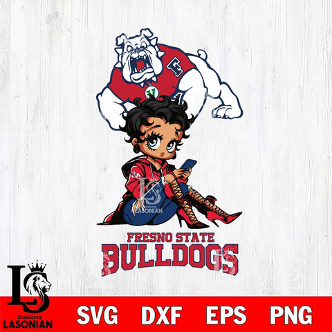 Fresno State Bulldogs Style Black Fan Girl Betty Boop, Svg Eps Dxf Png File, Digital Download