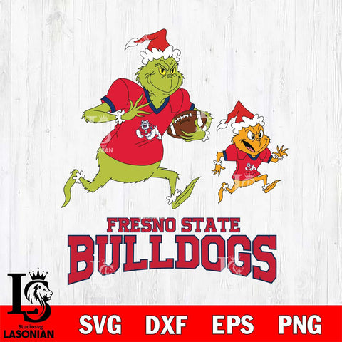 Fresno State Bulldogs The Grinch & Max Football Cricut,Christmas SVG DXF EPS PNG FILE, NCAA Digital Download,Instant Download, Silhouette