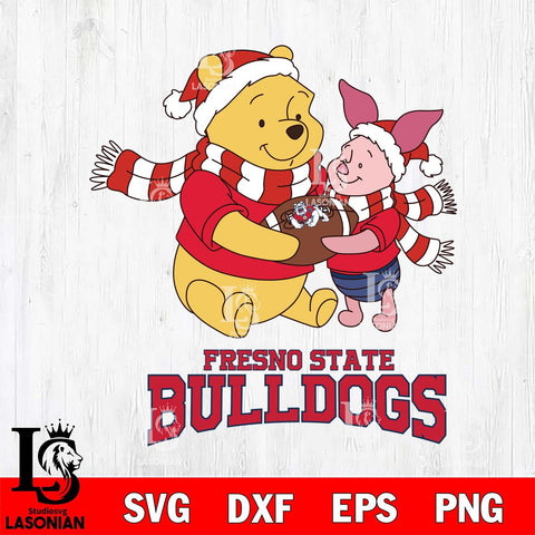 Fresno State Bulldogs Winnie the Pooh & Piglet Football Cricut,Christmas SVG DXF EPS PNG FILE, NCAA Digital Download,Instant Download, Silhouette
