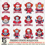 Fresno State Bulldogs  Pennywise Horror NCAA Bundle 12 SVG Svg Eps Dxf Png File, Digital Download