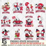 Fresno State Bulldogs  Snoopy NCAA Bundle 12 SVG Svg Eps Dxf Png File, Digital Download