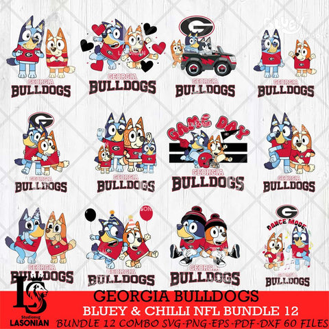 Georgia Bulldogs Bluey & Bingo Bundle 12 SVG Svg Eps Dxf Png File, Bundle NCAA svg, Digital Download, Instant Download