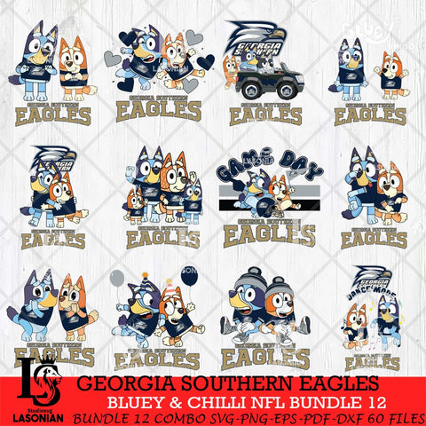 Georgia Southern Eagles Bluey & Bingo Bundle 12 SVG Svg Eps Dxf Png File, Bundle NCAA svg, Digital Download, Instant Download
