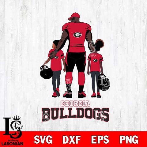 Georgia Bulldogs 3 Father and son Rugby SVG DXF EPS PNG FILE,NCAA SVG, Father day Digital Download,Instant Download, Silhouette