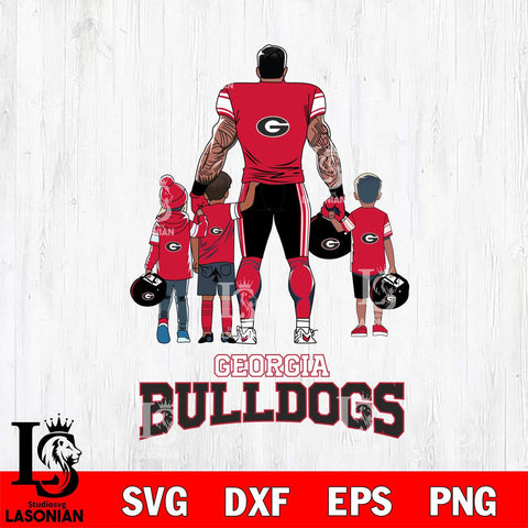 Georgia Bulldogs 4 Father and son Rugby SVG DXF EPS PNG FILE,NCAA SVG, Father day Digital Download,Instant Download, Silhouette
