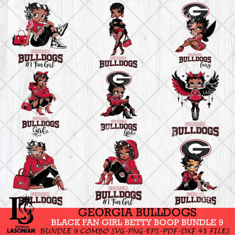 Georgia Bulldogs Black Fan Girl Betty Boop Bundle 9, Svg Eps Dxf Png File, Digital Download