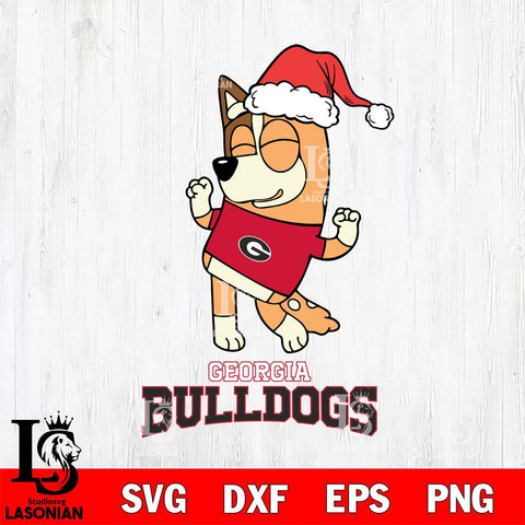 Georgia Bulldogs Bluey Chilli Happy Christmas Svg Eps Dxf Png File, Digital Download