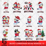 Georgia Bulldogs Bluey Christmas NCAA Bundle 12 Cricut File Cut Files , Bluey Cricut , Christmas Svg , Bluey svg , Digital Download, dxf eps png pdf file