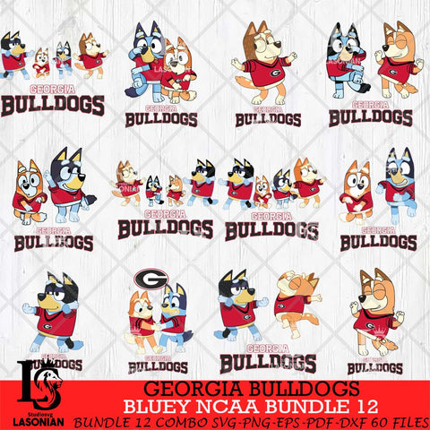 Georgia Bulldogs Bluey Dace Mode NCAA Bundle 12 SVG Eps Dxf Png File, Digital Download, Instant Download