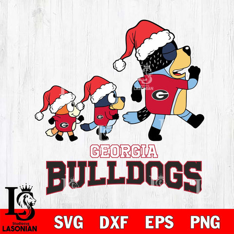 Georgia Bulldogs Bluey Family Christmas Svg Eps Dxf Png File, Digital Download