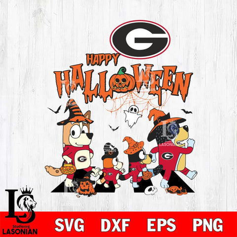Georgia Bulldogs Bluey Halloween Family Svg Eps Dxf Png File, Digital Download, Instant Download