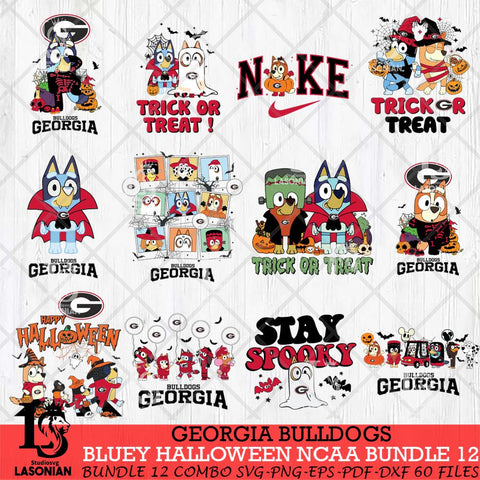 Georgia Bulldogs Bluey Halloween NCAA 12 SVG Eps Dxf Png File, Bundle NCAA svg, Digital Download, Instant Download