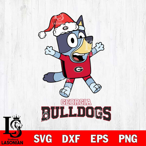 Georgia Bulldogs Bluey Happy Christmas Svg Eps Dxf Png File, Digital Download