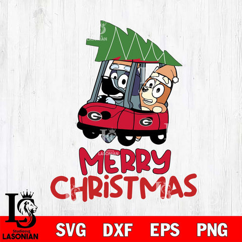 Georgia Bulldogs Bluey Merry Christmas Svg Eps Dxf Png File, Digital Download