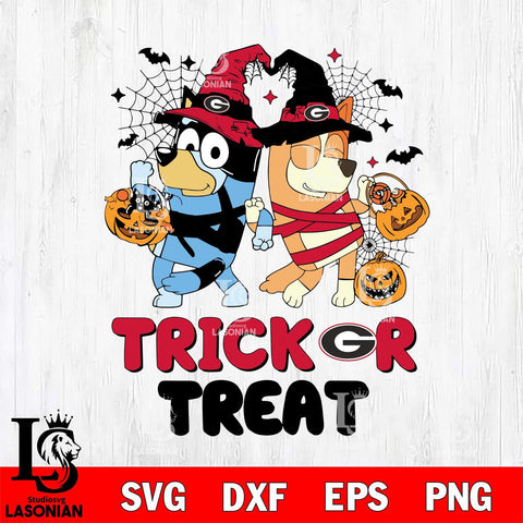 Georgia Bulldogs Bluey Trick or Treat Halloween 2 Svg Eps Dxf Png File, Digital Download, Instant Download