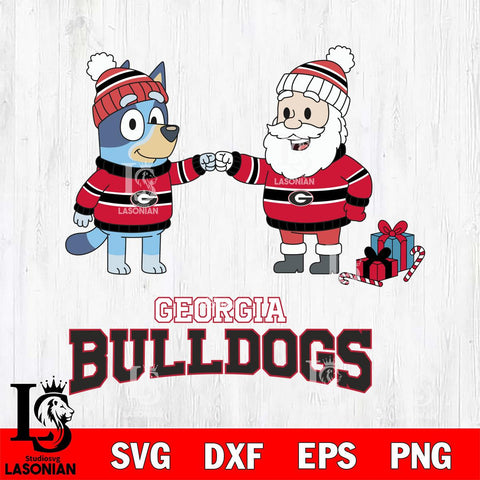 Georgia Bulldogs Bluey With Satan Christmas File Cut, NCAA SVG DXF EPS PNG FILE, Digital Download,Instant Download, Silhouette