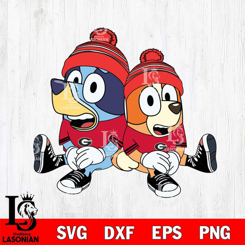 Georgia Bulldogs Bluey & Bingo Christmas Svg Eps Dxf Png File, Digital Download, Instant Download