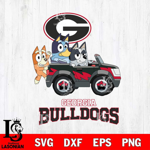 Georgia Bulldogs Bluey friends car Svg Eps Dxf Png File, NCAA svg, Digital Download, Instant Download