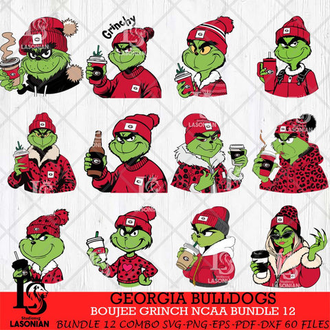 Georgia Bulldogs Boujee Grinch NCAA Bundle 12 SVG Eps Dxf Png File, Digital Download, Instant Download