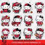 Georgia Bulldogs Cute Hello Kitty Bundle 12 SVG Eps Dxf Png File, NCAA Bundle svg, Digital Download, Instant Download