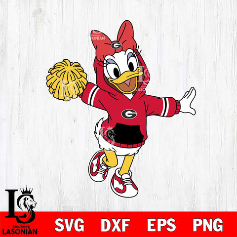 Georgia Bulldogs Daisy Duck Cheerleader Christmas File Cut, NCAA SVG DXF EPS PNG FILE, Digital Download , Criucut , Silhouette