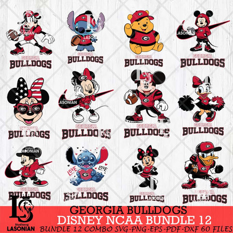 Georgia Bulldogs Disney NCAA Bundle Svg PNG 12 Svg Eps Dxf Png File, Digital Download