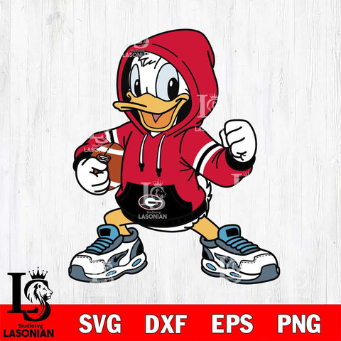 Georgia Bulldogs Donald Duck Disney Christmas File Cut, NCAA SVG DXF EPS PNG FILE, Digital Download , Criucut , Silhouette