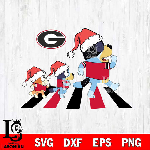 Georgia Bulldogs Family Bluey Walking Christmas Svg Eps Dxf Png File, Digital Download, Instant Download