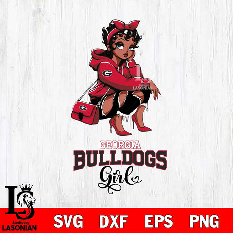 Georgia Bulldogs Fashion Black Fan Girl Betty Boop, Svg Eps Dxf Png File, Digital Download