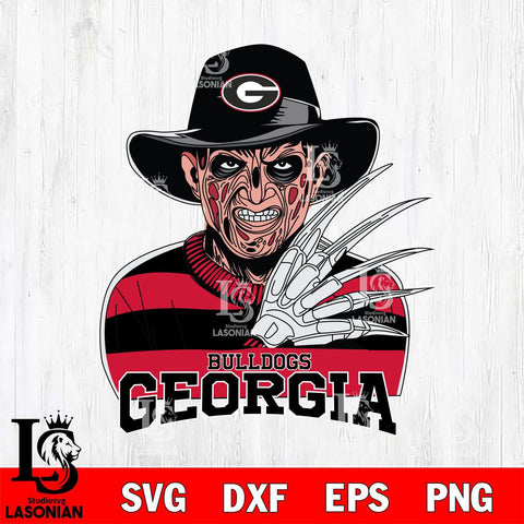 Georgia Bulldogs Freddy Krueger Horror Halloween Svg Eps Dxf Png File, NCAA svg, Digital Download, Instant Download