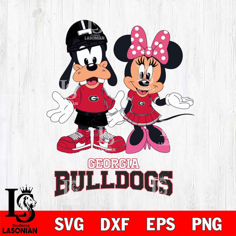 Georgia Bulldogs Goofy and Minnie mouse Football SVG DXF EPS PNG FILE,NCAA svg ,Football Digital Download,Instant Download, Silhouette