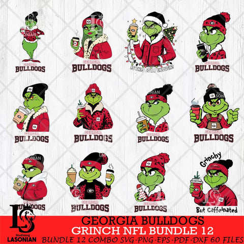 Georgia Bulldogs Grinch NCAA Bundle 12 SVG Eps Dxf Png File, Digital Download, Instant Download