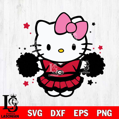 Georgia Bulldogs Hello Kitty Cheerleader 10 Svg Eps Dxf Png File, Digital Download, Instant Download
