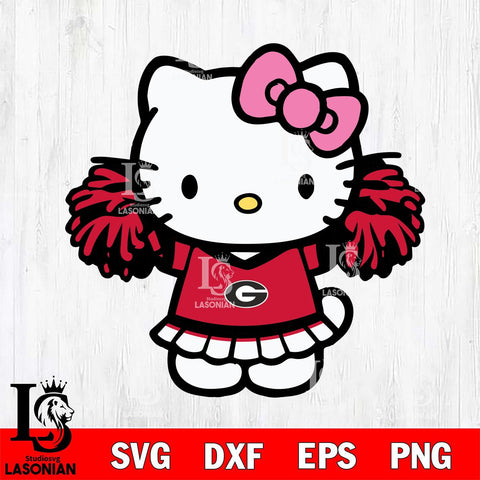 Georgia Bulldogs Hello Kitty Cheerleader 3 Svg Eps Dxf Png File, Digital Download, Instant Download