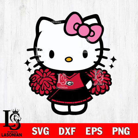 Georgia Bulldogs Hello Kitty Cheerleader Svg Eps Dxf Png File, Digital Download, Instant Download