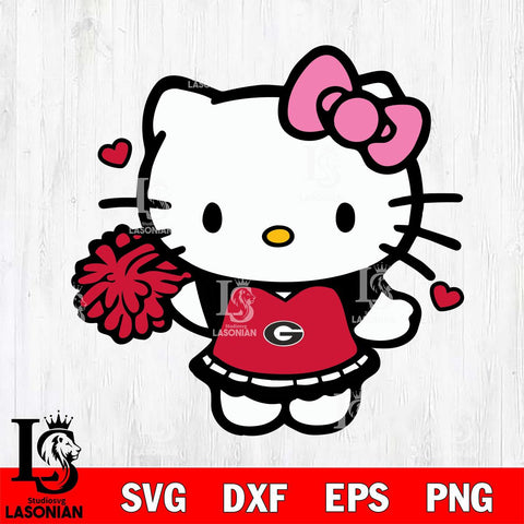 Georgia Bulldogs Hello Kitty Cheerleader 6 Svg Eps Dxf Png File, Digital Download, Instant Download