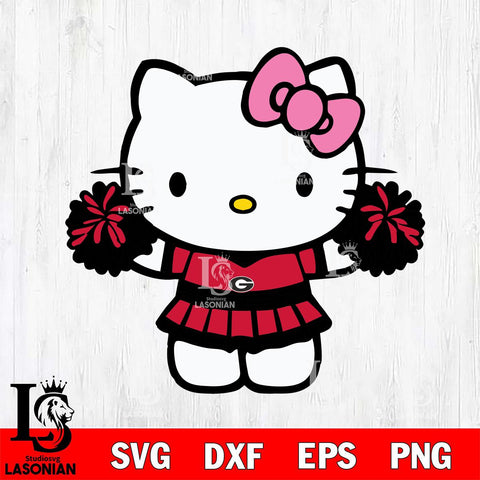 Georgia Bulldogs Hello Kitty Cheerleader 9 Svg Eps Dxf Png File, Digital Download, Instant Download