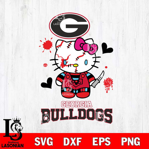 Georgia Bulldogs Hello Kitty Horror 2 Svg Eps Dxf Png File, Digital Download