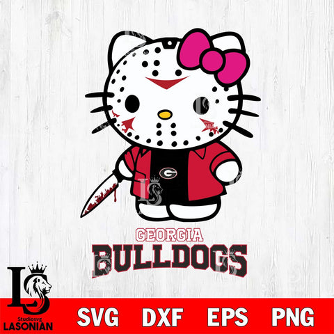 Georgia Bulldogs Hello Kitty Horror 3 Svg Eps Dxf Png File, Digital Download