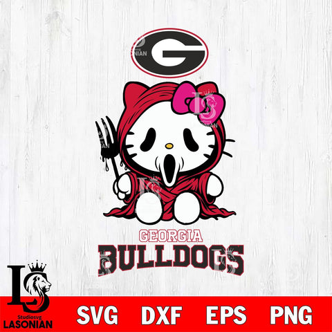 Georgia Bulldogs Hello Kitty Horror 4 Svg Eps Dxf Png File, Digital Download