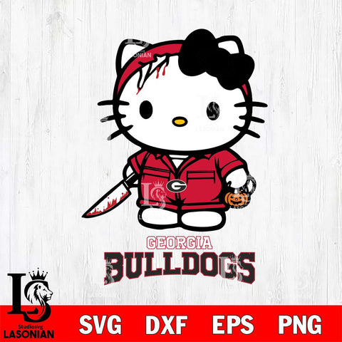 Georgia Bulldogs Hello Kitty Horror 5 Svg Eps Dxf Png File, Digital Download