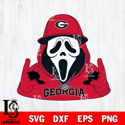 Georgia Bulldogs Horror Character Ghostface Sport Svg Eps Dxf Png File, NCAA svg, Digital Download, Instant Download