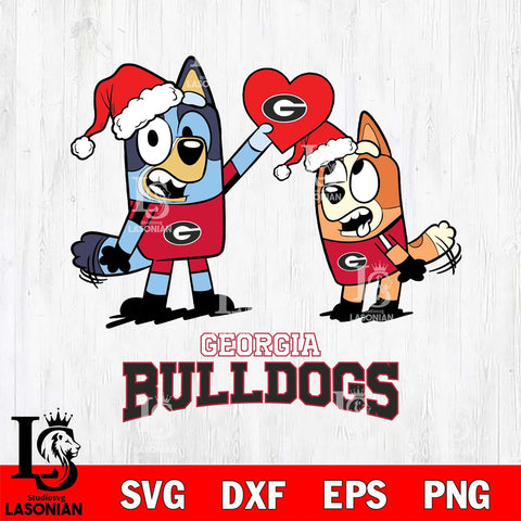 Georgia Bulldogs Love Bluey Christmas Svg Eps Dxf Png File, Digital Download