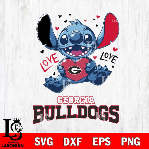 Georgia Bulldogs Love Stitch, Svg Eps Dxf Png File, Digital Download