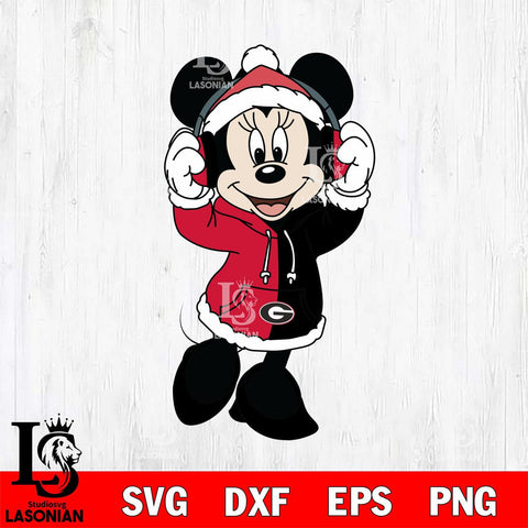 Georgia Bulldogs Minnie Mouse Disney Football Christmas File Cut, NCAA SVG DXF EPS PNG FILE, Digital Download , Criucut , Silhouette
