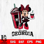 Georgia Bulldogs Minnie Mouse Fan And Coffee Svg Eps Dxf Png File, Digital Download, Instant Download