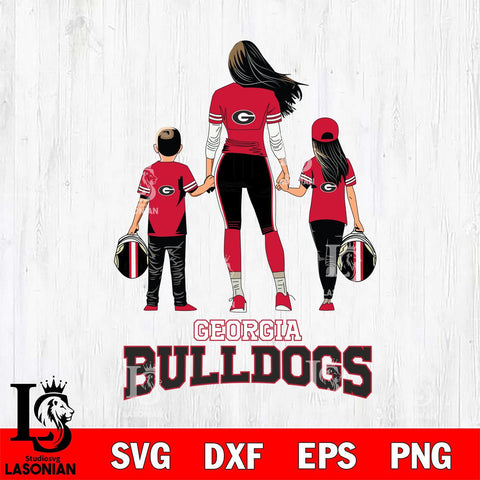 Georgia Bulldogs Mother and son Rugby SVG DXF EPS PNG FILE,NCAA SVG, Father day Digital Download,Instant Download, Silhouette